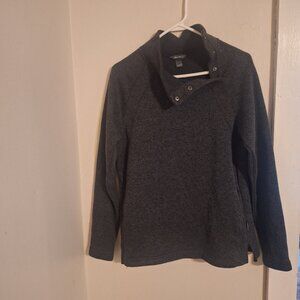 eddie bauer 3 snap on button mock neck sweater